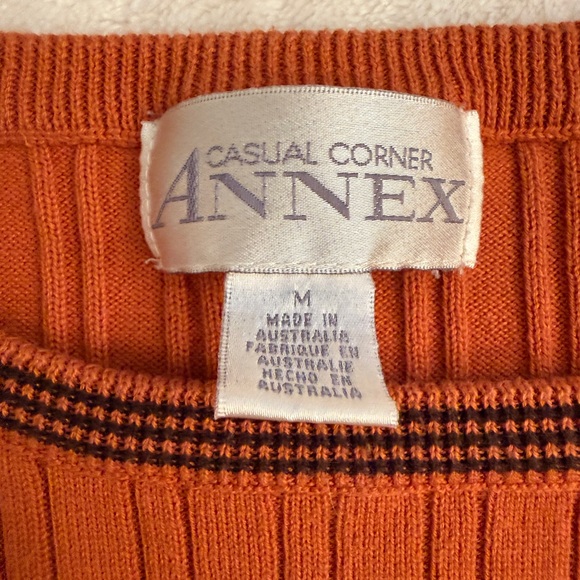 VTG 90s Casual Corner Annex Ribbed Knit Top Made in Australia Rust Orange - Picture 2 of 6